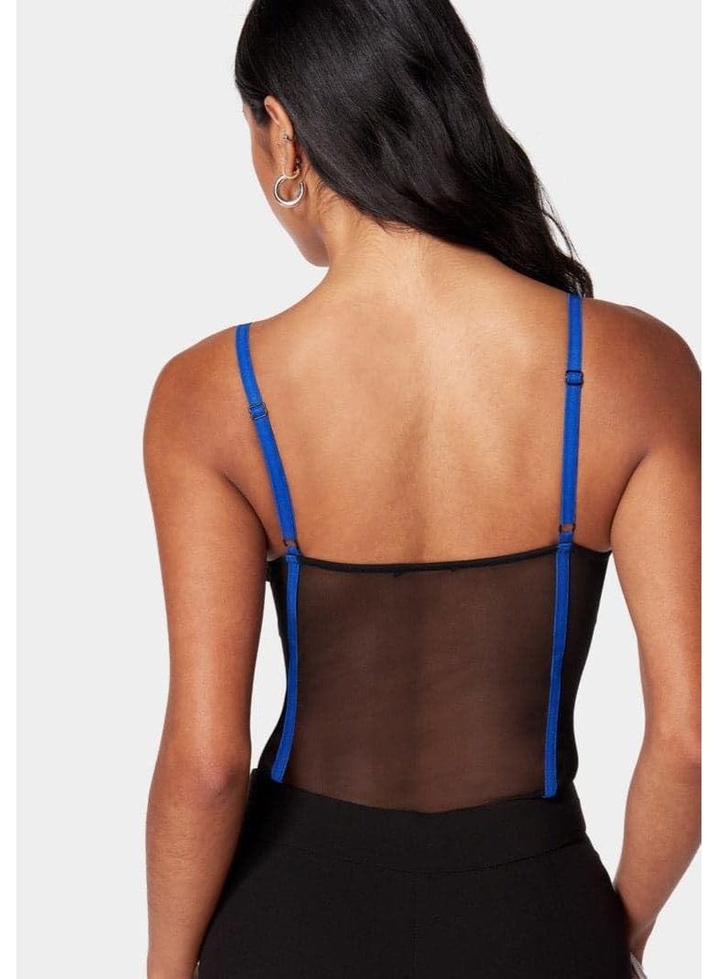 bebe CONTRAST TRIM MESH ILLUSION BODYSUIT - Image 3